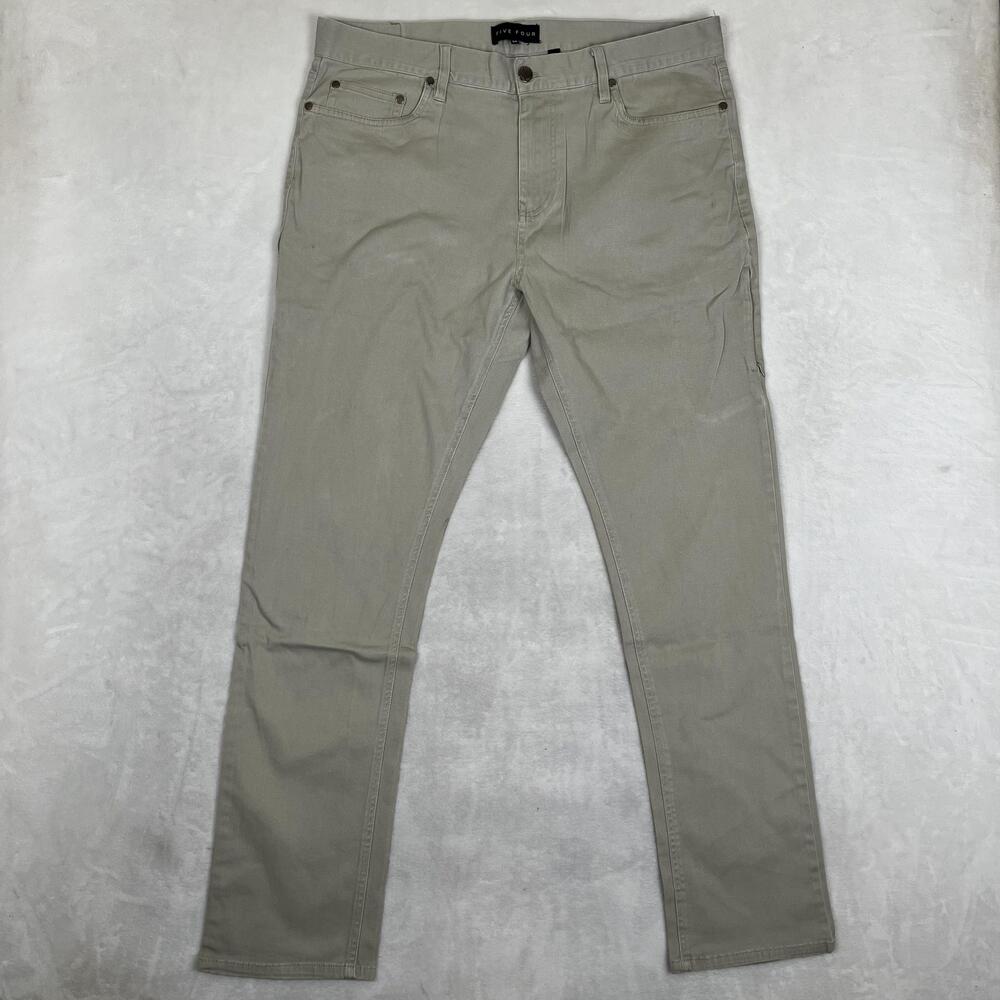 Five Four Chino Pants Mens 36x32 Gray Slim Straight Casual 5 Pocket Twill